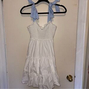 Altar'd State White Dress with Blue Straps